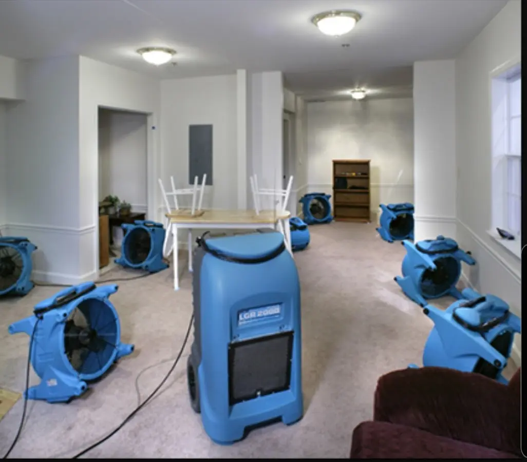 Air movers and dehumidifier setup for Water Extraction & Removal in Sunset Hills